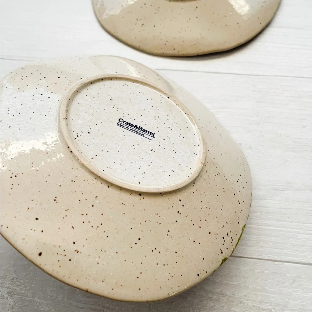 CRATE & BARREL Lina Stripe 8.5” Handcrafted Handpainted Salad Plates (Set of 2)